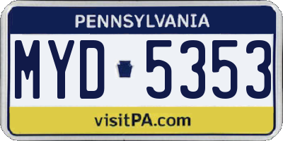 PA license plate MYD5353
