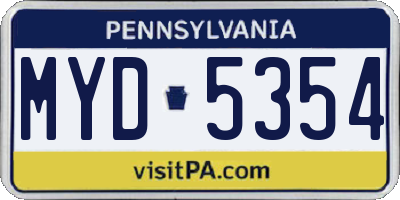 PA license plate MYD5354
