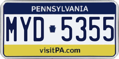 PA license plate MYD5355
