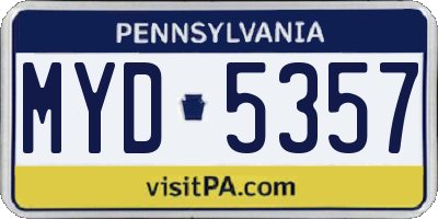 PA license plate MYD5357