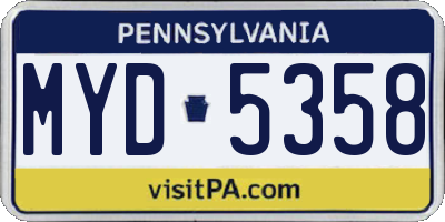 PA license plate MYD5358