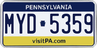 PA license plate MYD5359