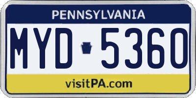 PA license plate MYD5360