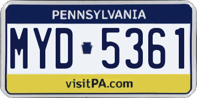 PA license plate MYD5361