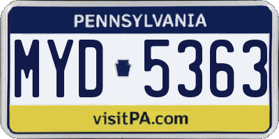 PA license plate MYD5363