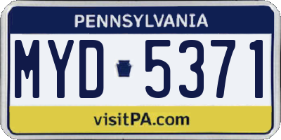 PA license plate MYD5371