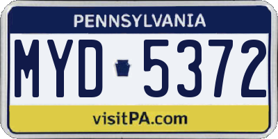 PA license plate MYD5372
