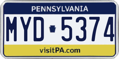 PA license plate MYD5374