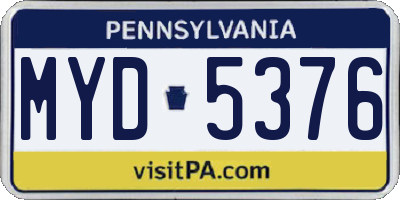 PA license plate MYD5376