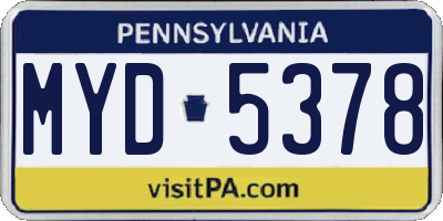 PA license plate MYD5378