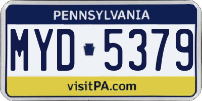 PA license plate MYD5379