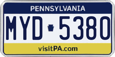 PA license plate MYD5380