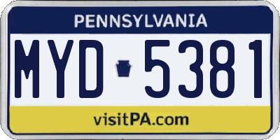 PA license plate MYD5381