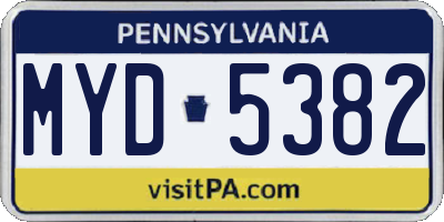 PA license plate MYD5382