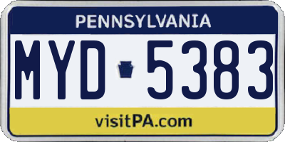 PA license plate MYD5383