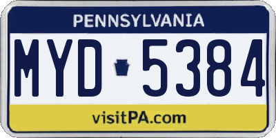 PA license plate MYD5384