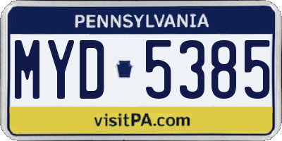 PA license plate MYD5385