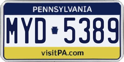 PA license plate MYD5389