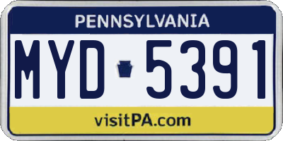 PA license plate MYD5391
