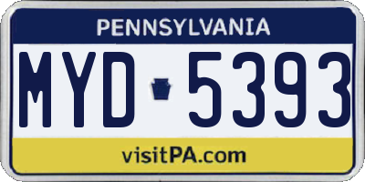 PA license plate MYD5393
