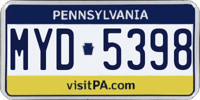 PA license plate MYD5398