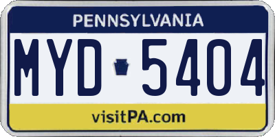 PA license plate MYD5404