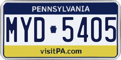 PA license plate MYD5405