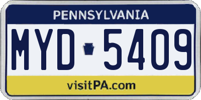 PA license plate MYD5409