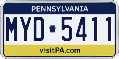 PA license plate MYD5411