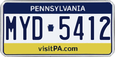 PA license plate MYD5412