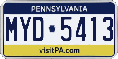 PA license plate MYD5413