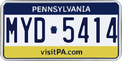 PA license plate MYD5414