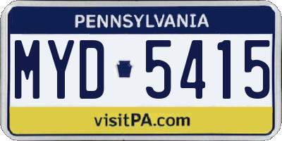PA license plate MYD5415