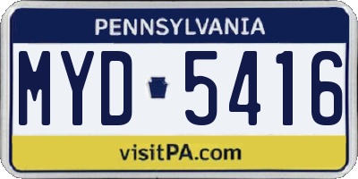 PA license plate MYD5416