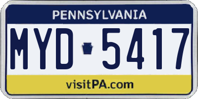 PA license plate MYD5417