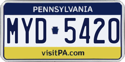 PA license plate MYD5420