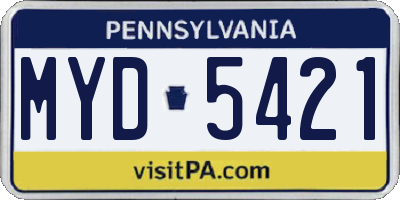 PA license plate MYD5421