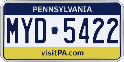 PA license plate MYD5422