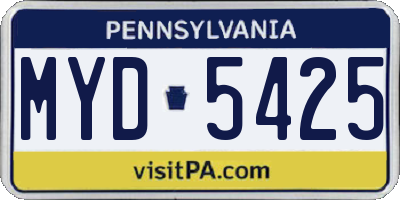 PA license plate MYD5425
