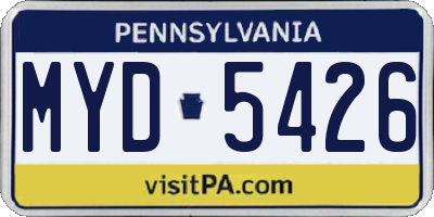 PA license plate MYD5426