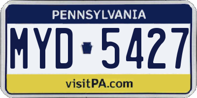 PA license plate MYD5427