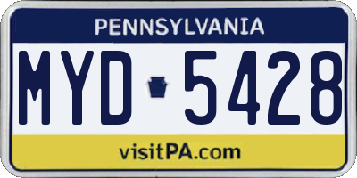 PA license plate MYD5428