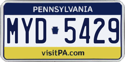 PA license plate MYD5429