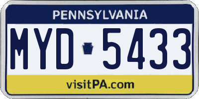 PA license plate MYD5433