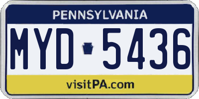 PA license plate MYD5436