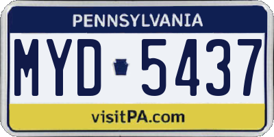 PA license plate MYD5437