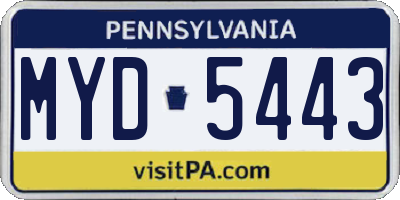 PA license plate MYD5443