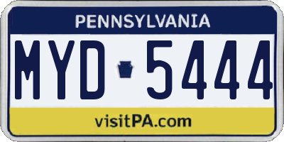 PA license plate MYD5444