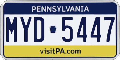 PA license plate MYD5447