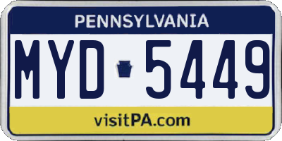 PA license plate MYD5449